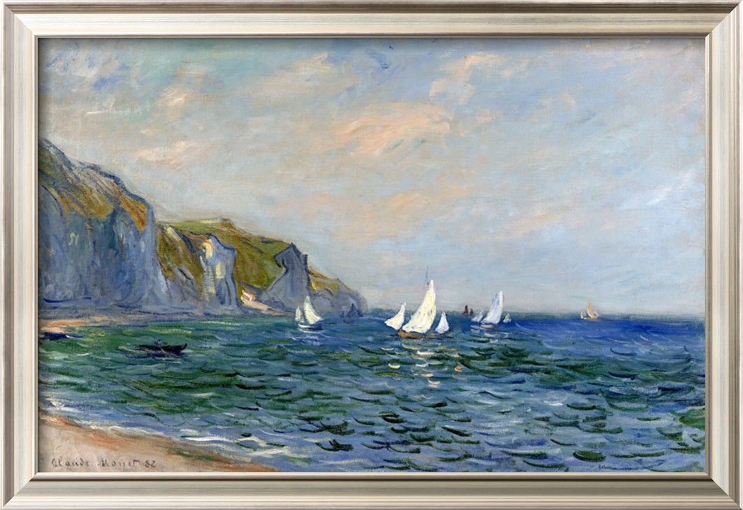 Cliffs And Sailboats At Pourvill-Claude Monet Painting